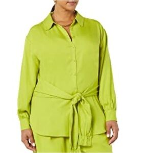 TEREA Women's Selah Tie Front Blouse M CITRONELLE